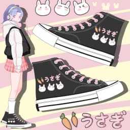 Amy and Michael Lovely Young Students Canvas Shoes Cartoon Anime Girls Vulcanized Shoes Women Casual Lace Up Sneakers