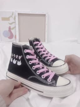 Amy and Michael Lovely Young Students Canvas Shoes Cartoon Anime Girls Vulcanized Shoes Women Casual Lace Up Sneakers