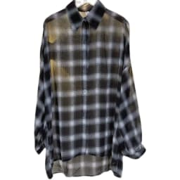 Women's Chiffon T-shirt Letter Plaid Tee Shirts Female Summer Loose Top Long Sleeve T-shirts See Through Thin Tops Coat