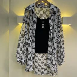 Women's Chiffon T-shirt Letter Plaid Tee Shirts Female Summer Loose Top Long Sleeve T-shirts See Through Thin Tops Coat