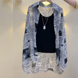 Women's Chiffon T-shirt Letter Plaid Tee Shirts Female Summer Loose Top Long Sleeve T-shirts See Through Thin Tops Coat