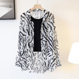 Women's Chiffon T-shirt Letter Plaid Tee Shirts Female Summer Loose Top Long Sleeve T-shirts See Through Thin Tops Coat