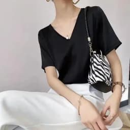 Oversize Satin Women Long T-Shirts Fashion Casual Loose Short Sleeve Streetwear Tops Women's Clothing M30665