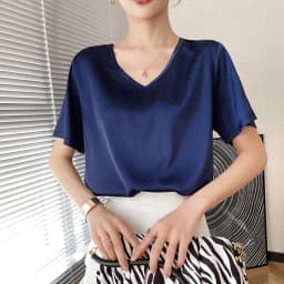 Oversize Satin Women Long T-Shirts Fashion Casual Loose Short Sleeve Streetwear Tops Women's Clothing M30665