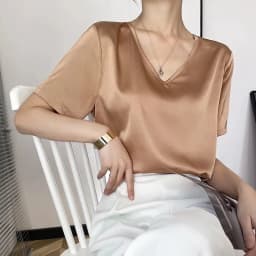 Oversize Satin Women Long T-Shirts Fashion Casual Loose Short Sleeve Streetwear Tops Women's Clothing M30665