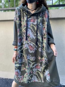 Amax luluE Autumn 2024 Vintage Printed Hooded Dress Women Casual Loose Vestidos Female Harajuku Floral Punk Fitness Long Clothes