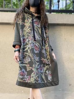 Amax luluE Autumn 2024 Vintage Printed Hooded Dress Women Casual Loose Vestidos Female Harajuku Floral Punk Fitness Long Clothes