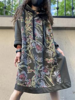 Amax luluE Autumn 2024 Vintage Printed Hooded Dress Women Casual Loose Vestidos Female Harajuku Floral Punk Fitness Long Clothes