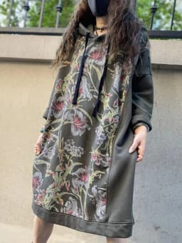 Amax luluE Autumn 2024 Vintage Printed Hooded Dress Women Casual Loose Vestidos Female Harajuku Floral Punk Fitness Long Clothes