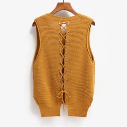 Round Neck Short Front Long Sweater Vest Women College Style Loose Large Size Casual Knitted Sweater Vest Pullover Female Spring