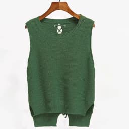 Round Neck Short Front Long Sweater Vest Women College Style Loose Large Size Casual Knitted Sweater Vest Pullover Female Spring