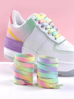 Flat Shoelaces Rainbow Color Shoe Laces Casual Canvas Shoes Colorful Shoelace Print Gradient Suitable for All Unisex New 1Pair