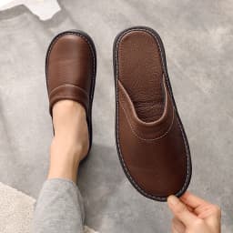 Indoor PU Leather Shoes Women Wine Red Slippers Fashion Casual Slides Female Slippers Home Footwear Ladies Concise Shoe