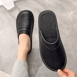 Indoor PU Leather Shoes Women Wine Red Slippers Fashion Casual Slides Female Slippers Home Footwear Ladies Concise Shoe