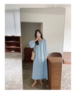 Vintage 100% Cotton Women Dress V Neck Long Sleeve Korean Jananse Pajama Dresses Ladies Comfortable Homewear Wearable Outside