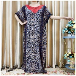 New Arrival Fashion African Women Loose Dress Muslim Large Casual Dress Elastic Fabric Stitching Pearl Diamond Decorative Style