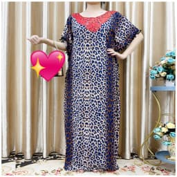 New Arrival Fashion African Women Loose Dress Muslim Large Casual Dress Elastic Fabric Stitching Pearl Diamond Decorative Style