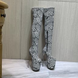 Brand Pole Dancing 20cm Thin Heels Stiletto Over The Knee Long Boots Platform Women PUNK Pumps 22cm Ladies Leopard Print Shoes