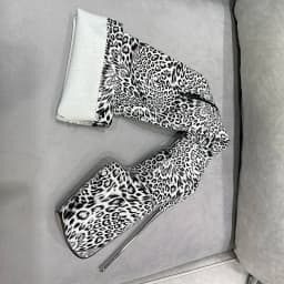 Brand Pole Dancing 20cm Thin Heels Stiletto Over The Knee Long Boots Platform Women PUNK Pumps 22cm Ladies Leopard Print Shoes