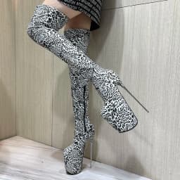 Brand Pole Dancing 20cm Thin Heels Stiletto Over The Knee Long Boots Platform Women PUNK Pumps 22cm Ladies Leopard Print Shoes