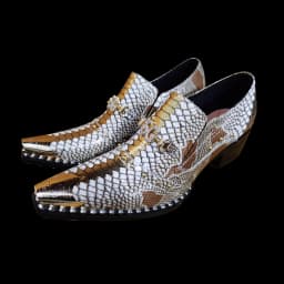 Men's Black Genuine Leather Snake‑Embossed Pointed‑Toe Dress Shoes Dragon Head Decor Luxury Trendy Footwear For Summer Business
