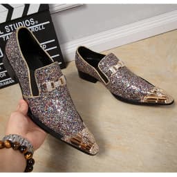 Men's Black Genuine Leather Snake‑Embossed Pointed‑Toe Dress Shoes Dragon Head Decor Luxury Trendy Footwear For Summer Business