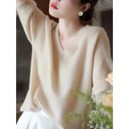 Knitted cashmere short sleeve women loose sleeves T-shirt jacket spring and autumn V-neck head slimming wool half sleeve
