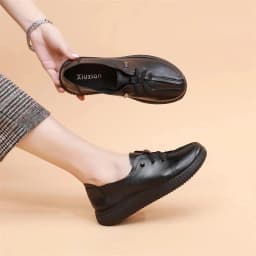 Lace Up Flats Women's Oxfords Split Leather Shoes Female Designer Loafers Woman Black Slip Ons Ladies Driving Shoes Retro Loafer