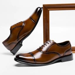ZFTL Men's Dress shoes Man Oxford Shoes Brogue Carved Business shoes Male Wedding Banquet shoes Men's Genuine Leather Retro shoe