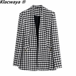 Klacwaya 2021 Women Two-Piece Set Vintage V Neck No Buckle Plaid Textured Blazer Jacket Female High Waist Shorts Elegant Suit