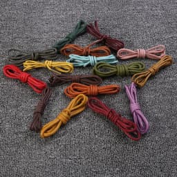 1Pair Cotton Waxed Leather Shoe Round Waxing Shoelaces Durable Polyester Shoelaces Boots Lace Waterproof Leather Shoelace18Color
