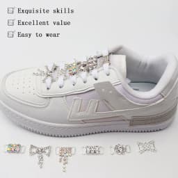 New Diamond Shoelaces Metal Buckle Luxury Rhinestone Shoes Accessories Metal Laces Lock Sneaker Kits Shoe Decorations 2pcs/Pair