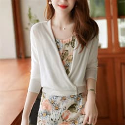 versatile cashmere knit cardigan women spring and Autumn style seven minutes sleeve thin wool sunscreen coat loose top