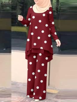 ZANZEA Women Two Piece Sets Outifits Fashion Tracksuit Muslim Long Sleeve Blouse Pant Sets Casual Solid Matching Sets 2PCS