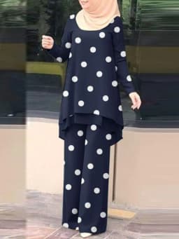 ZANZEA Women Two Piece Sets Outifits Fashion Tracksuit Muslim Long Sleeve Blouse Pant Sets Casual Solid Matching Sets 2PCS