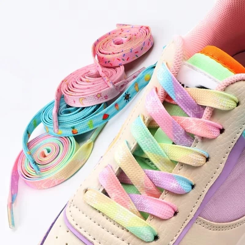 Flat Shoelaces for Sneakers Tennis Shoe Laces Rainbow High Shoelace Printing Pattern Women Man Child Shoe Lace Shoe Accessories