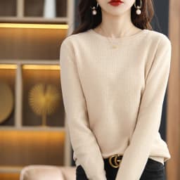 Autumn Winter Women's 100% Cotton Soft Sweater O-Neck Pullover Cstereoscopic Bulge Pattern Casual Knitted Bottoming Warm Sweater