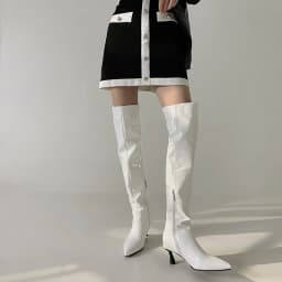 Plus Size Glossy Patent Leather Side Zip Pointed Toe Kitten Heel Over The Knee Boots Sexy Nightclub Show Long Boots 2022 Winter
