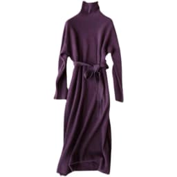 Purple Turtleneck Knit Bottoming Dress Women's Spring And Autumn Coat New Temperament Knee-Length Sweater Long Skirt