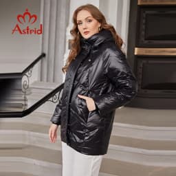 Astrid Down Jacket Female Winter 2022 Short Loose Casual Simple Design Contrast Color Stitching Hooded Women's Parka AR-E10345