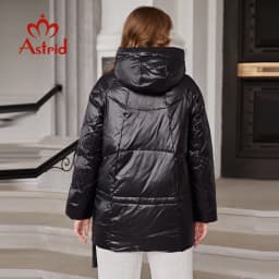 Astrid Down Jacket Female Winter 2022 Short Loose Casual Simple Design Contrast Color Stitching Hooded Women's Parka AR-E10345