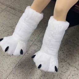 Fashion snow white platform slippers winter warm fur shoes designer bear paw home gift slippers for wife and husband