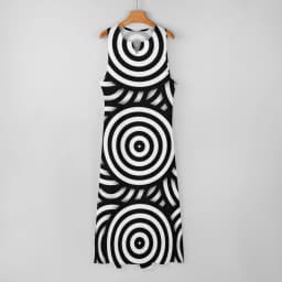 Retro Psychedelic Op Art Dress Black White Circles Night Club Maxi Dress Street Wear Bohemia Long Dresses Summer V Neck Vestidos