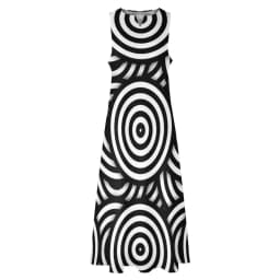 Retro Psychedelic Op Art Dress Black White Circles Night Club Maxi Dress Street Wear Bohemia Long Dresses Summer V Neck Vestidos