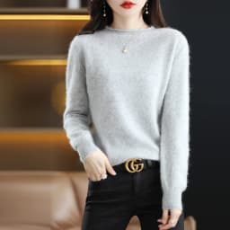 Autumn and Winter 2022 New Women's Sweater 100% Mink Cashmere Women's O-Neck Pullover Casual Knitting Korean Loose Fashion Top