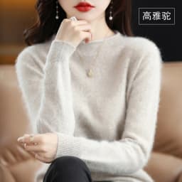 Autumn and Winter 2022 New Women's Sweater 100% Mink Cashmere Women's O-Neck Pullover Casual Knitting Korean Loose Fashion Top