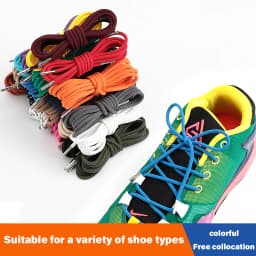 Round Elastic Shoelaces for Sneakers Metal Head Shoe Laces Outdoor Leisure Shoelace for Women Man Shoestrings Accessories 1 Pair
