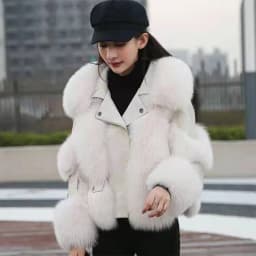 Women's Jacket with Artificial Fox Fur, Extra Thick, Warm, New