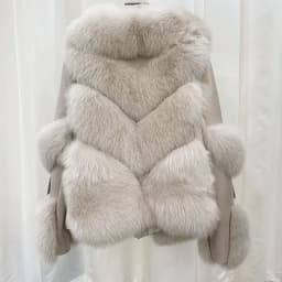 Women's Jacket with Artificial Fox Fur, Extra Thick, Warm, New