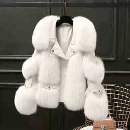 Women's Jacket with Artificial Fox Fur, Extra Thick, Warm, New